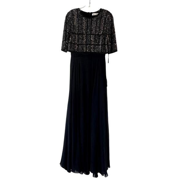 Mac Duggal Style 9180 Beaded Cape Top Formal Gown Midnight Blue Sz 4 NWT - Picture 2 of 6